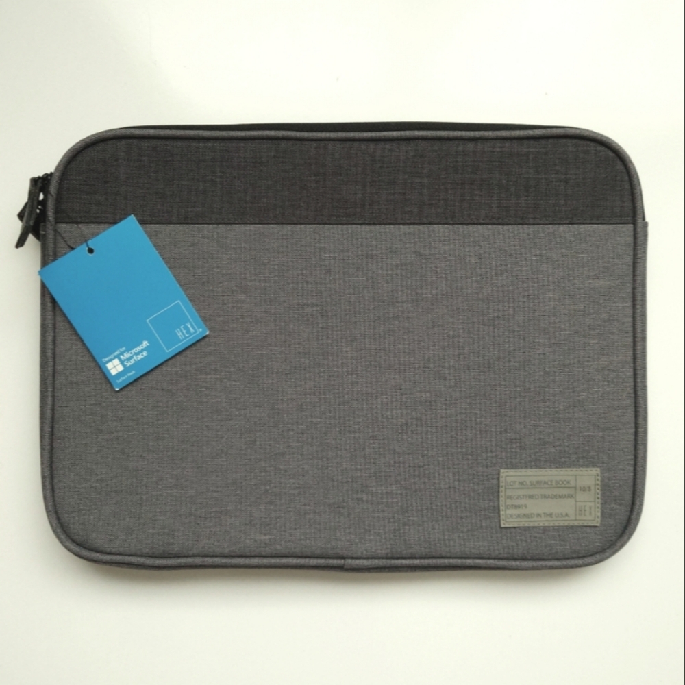 New HEX Surface Book Sleeve Zippered Padded Cover Case Gray